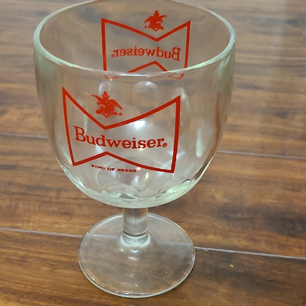 Budweiser Clear Stemmed Glass with Red Logo